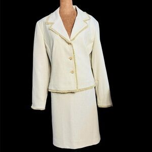 NWT 2 piece suit Levine Classics herringbone taupe